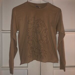 ❤️ 3 for $25 Vintage cotton crop boxy tee with line art graphic